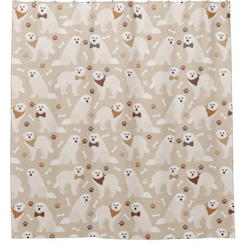 Great Pyrenees Paws and Bones Shower Curtain