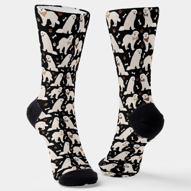 Great Pyrenees Paws and Bones Socks (Angled)