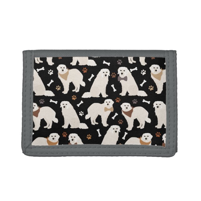 Great Pyrenees Paws and Bones Trifold Wallet (Front)