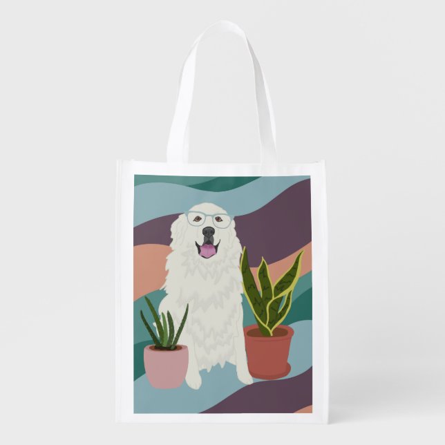 Great Pyrenees Plants  Grocery Bag (Front)