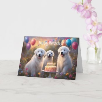Great Pyrenees Puppies Happy Birthday  Card by steelmoment at Zazzle