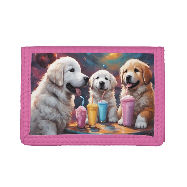 Great Pyrenees Puppies N Milkshakes Trifold Wallet (Front)