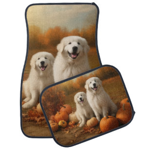 Great Pyrenees Puppy Autumn Delight Pumpkin  Car Floor Mat