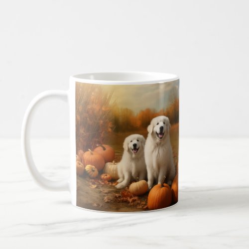 Great Pyrenees Puppy Autumn Delight Pumpkin  Coffee Mug