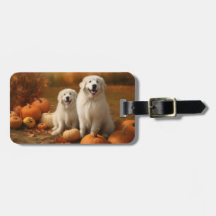 Great Pyrenees Puppy Autumn Delight Pumpkin  Luggage Tag