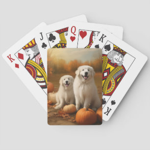 Great Pyrenees Puppy Autumn Delight Pumpkin  Poker Cards
