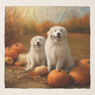Great Pyrenees Puppy Autumn Delight Pumpkin Scarf