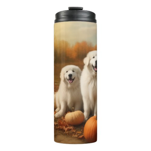 Great Pyrenees Puppy Autumn Delight Pumpkin  Thermal Tumbler