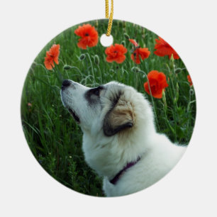 Great pyrenees puppy ceramic ornament