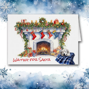 Great Pyrenees Puppy Fireplace Wait for Santa Cards