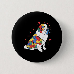 Great Pyrenees Puzzle Autism Awareness Autistic Wo Button