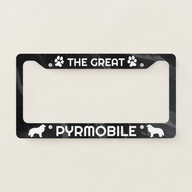 Great Pyrenees, Pyrmobile License Plate Frame Gift (Front)