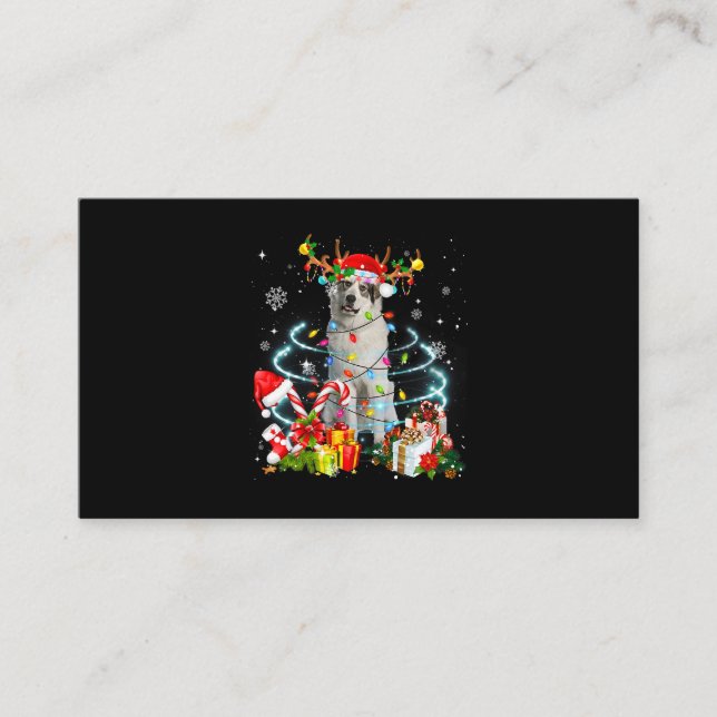 Great Pyrenees Reindeer Christmas Tree Lights Paja Business Card (Front)
