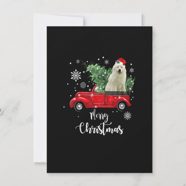 Great Pyrenees Ride Red Truck Christmas Pajama Invitation (Front)