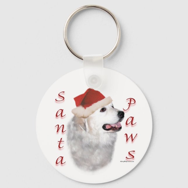Great Pyrenees Santa Paws Keychain (Front)