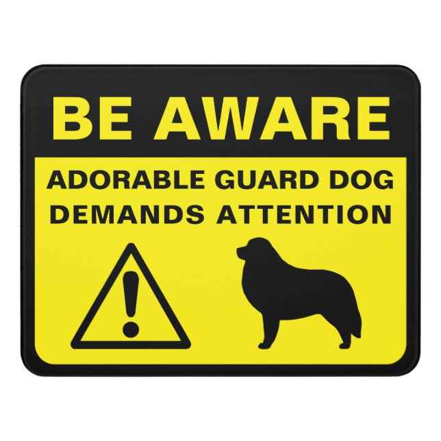 Great Pyrenees Silhouette Funny Guard Dog Warning Door Sign (Contemporary Front)