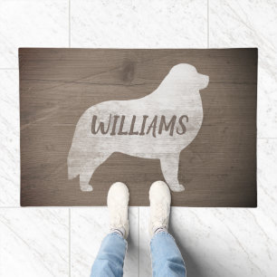 Great Pyrenees Silhouette Rustic Personalized Doormat