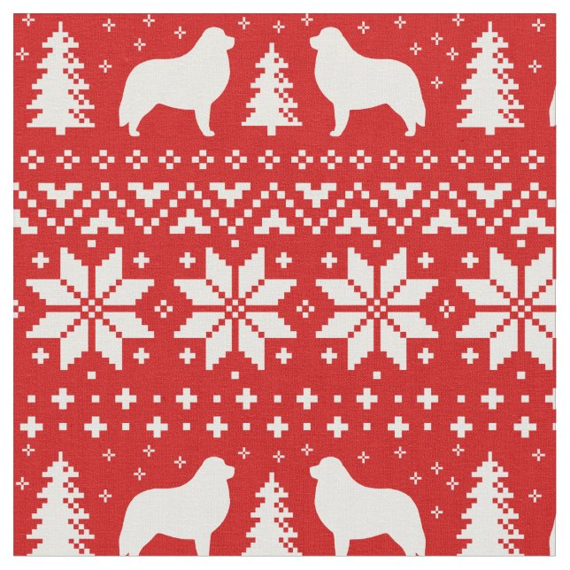 Great Pyrenees Silhouettes Christmas Holiday Fabric (Close Up)
