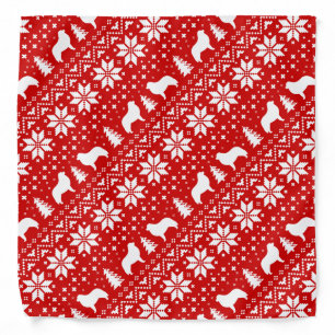 Great Pyrenees Silhouettes Christmas Pattern Red Bandana