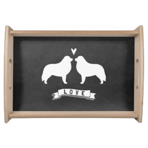 Great Pyrenees Silhouettes Love Serving Tray