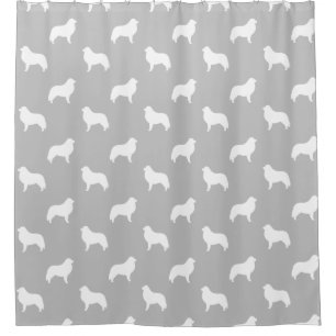 Great Pyrenees Silhouettes Pattern Grey Shower Curtain