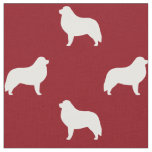 Great Pyrenees Silhouettes Red and White Patterned Fabric