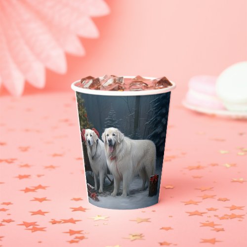 Great Pyrenees Snowy Sleigh Christmas Decor Paper Cups