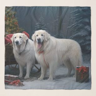 Great Pyrenees Snowy Sleigh Christmas Decor Scarf