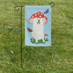 Great Pyrenees Spring /Summer Mushrooms Garden Flag