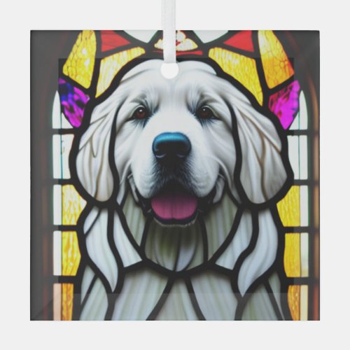 Great Pyrenees Stained Glass  Glass Ornament