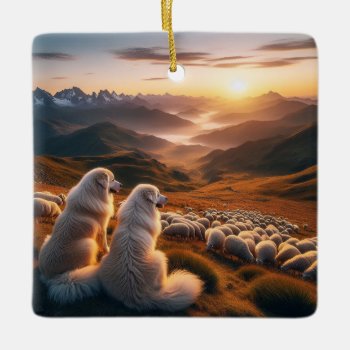 Great Pyrenees Start Of The Day Ceramic Ornament by steelmoment at Zazzle