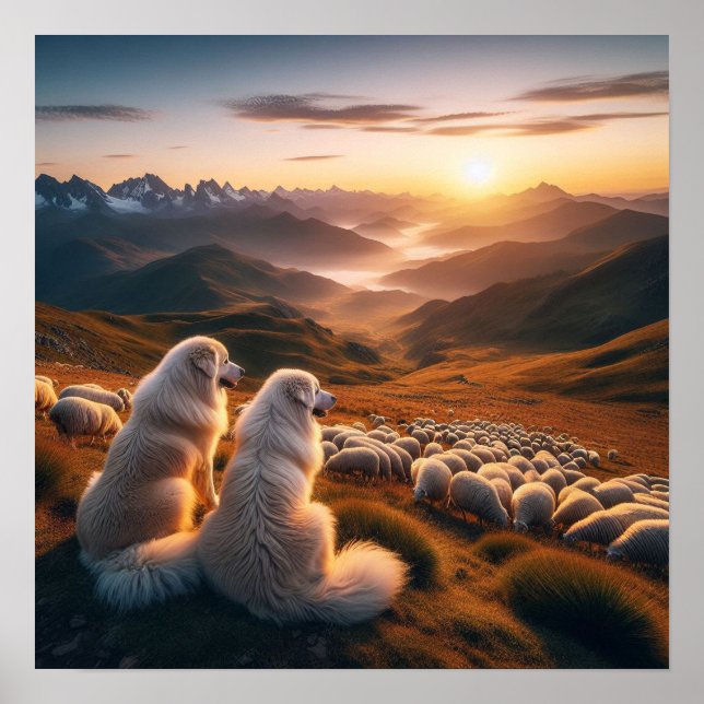 Great Pyrenees Start of the Day Poster (Front)