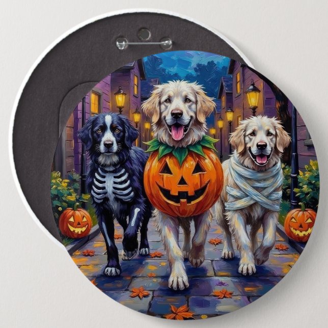Great Pyrenees Trick-or-Treating Halloween Costume Button (Front & Back)