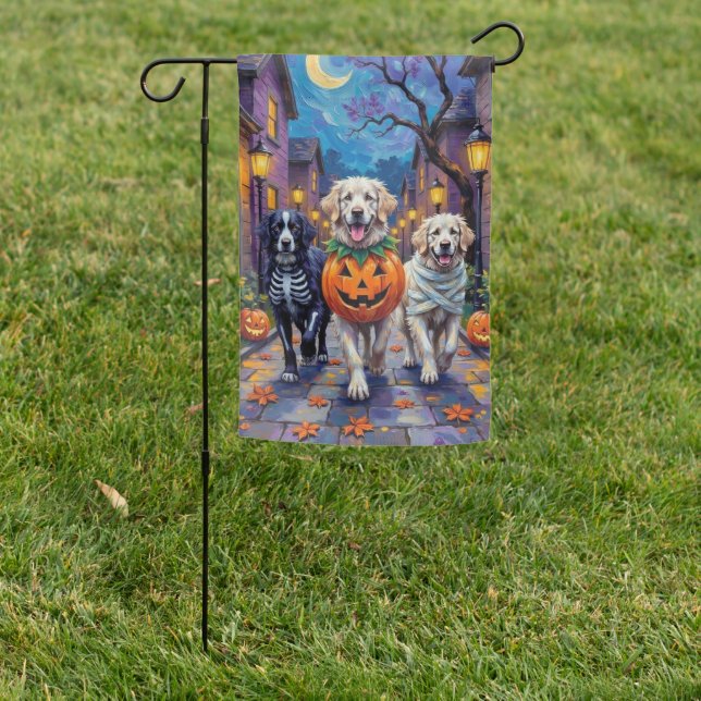 Great Pyrenees Trick-or-Treating Halloween Costume Garden Flag (In SItu)