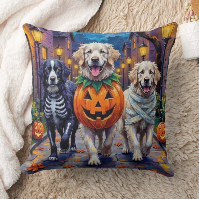 Great Pyrenees Trick-or-Treating Halloween Costume Throw Pillow (Blanket)