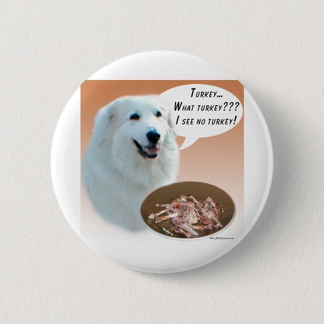 Great Pyrenees Turkey Pinback Button (Front)