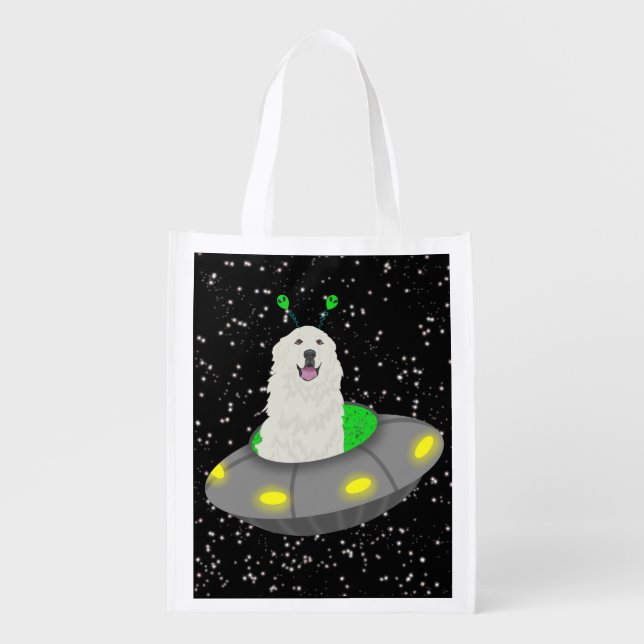 Great Pyrenees UFO Grocery Bag (Front)