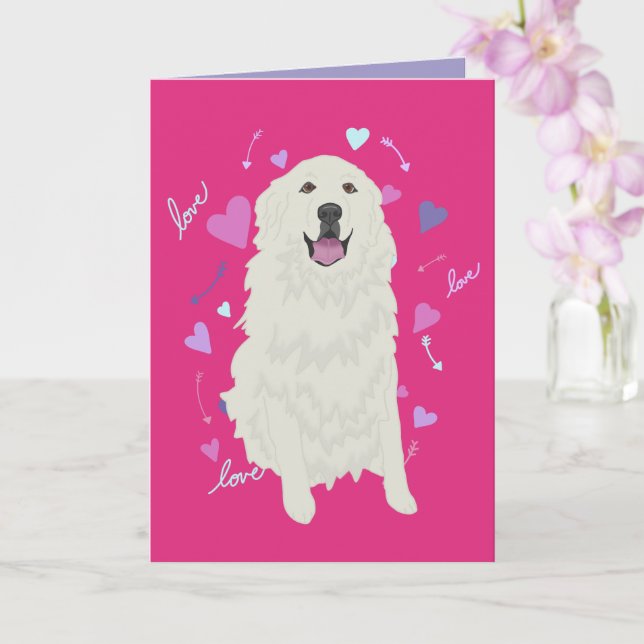 Great Pyrenees Valentines Day  Card (Orchid)