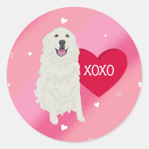 Great Pyrenees Valentines Day Classic Round Sticker