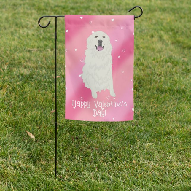 Great Pyrenees Valentines Day Garden Flag (In SItu)
