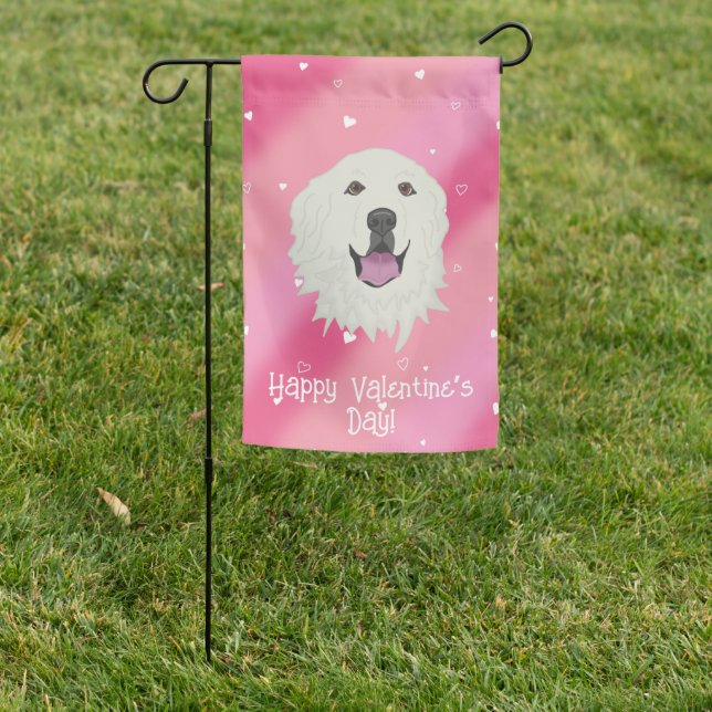 Great Pyrenees Valentines Day  Garden Flag (In SItu)