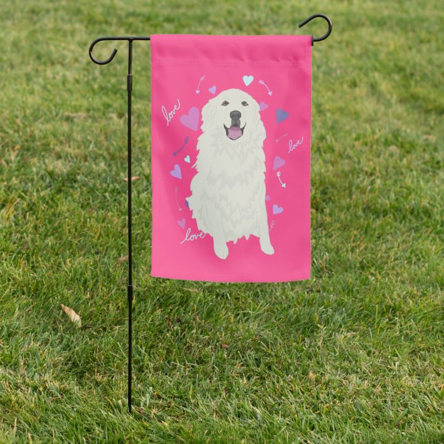 Great Pyrenees Valentines Day  Garden Flag (In SItu)