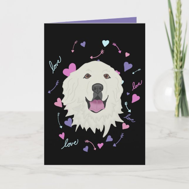 Great Pyrenees Valentines Day  Holiday Card (Front)