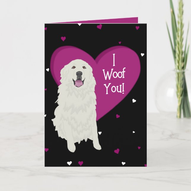 Great Pyrenees Valentines Day Letterpress Thank You Card (Front)