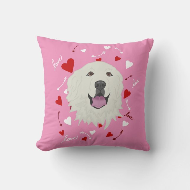 Great Pyrenees Valentines Day  Throw Pillow (Front)