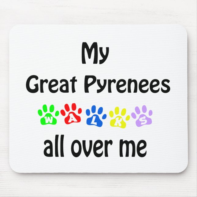 Great Pyrenees Walks Design Mouse Pad (Front)