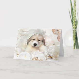 Great Pyrenees Watercolor Puppy Holiday Card
