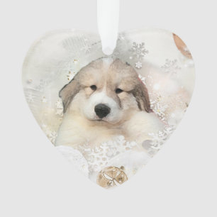 Great Pyrenees Watercolor Puppy Holiday Ornament