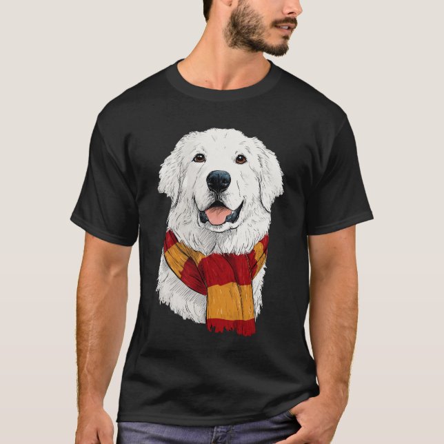 Great Pyrenees Wearing a Scarf T-Shirt (Front)