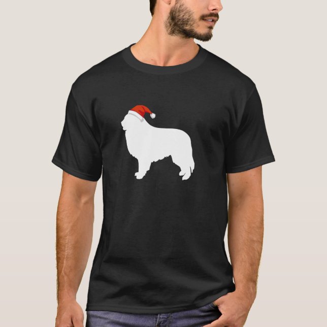 Great Pyrenees Wearing Santa Hat Christmas Dog  T-Shirt (Front)